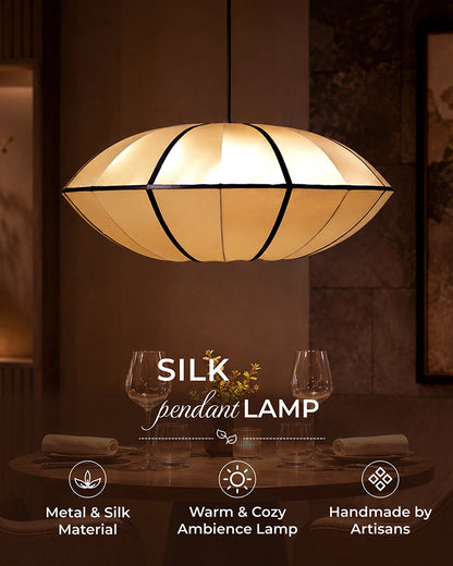 Silk Fabric Hanging Lamp for Bedroom and Study Room