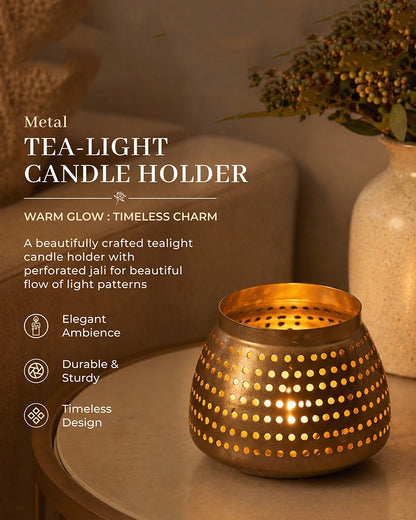 Gold Metal Tea Light Holder for Home Decoration