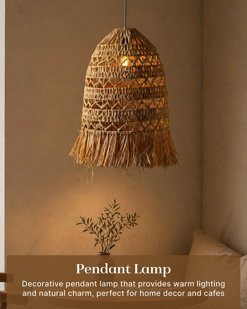 Raffia Cylinder Ceiling Lamp for Bedroom Hall & Living Room Decor
