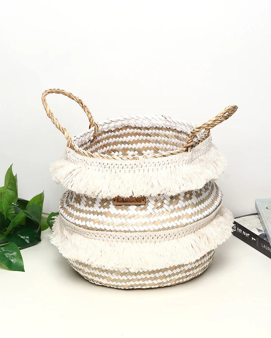 Set of 3 Belly Planter Basket for Natural Home Vibes