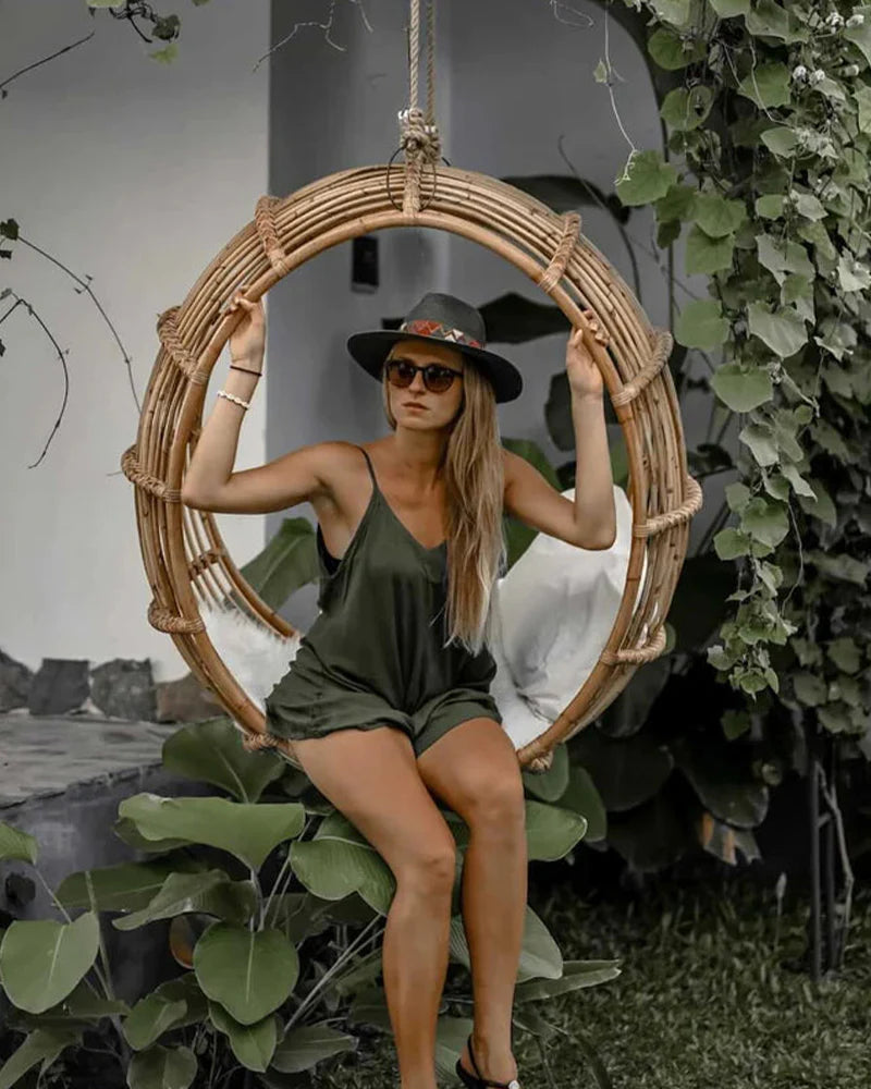 Natural Bamboo Swings for Relaxed Outdoor Seating