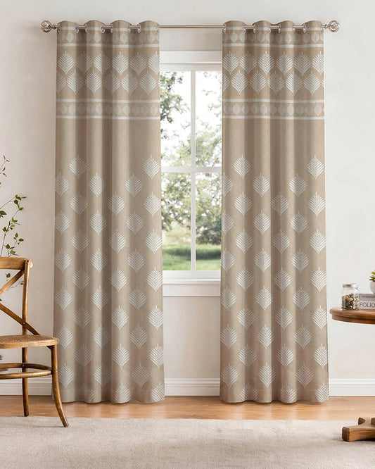 Contemporary Jacquard Eyelet Door Curtain (Beige, 7 ft)