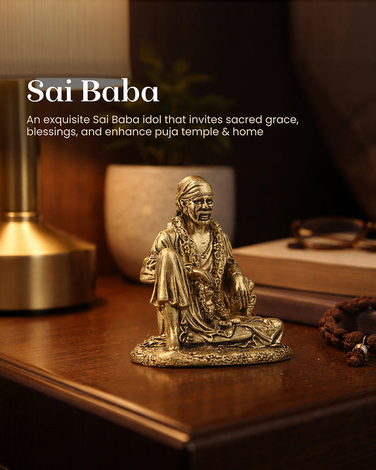 Elegant Sai Baba Idol Brass Figurine for Pooja Needs and Altars