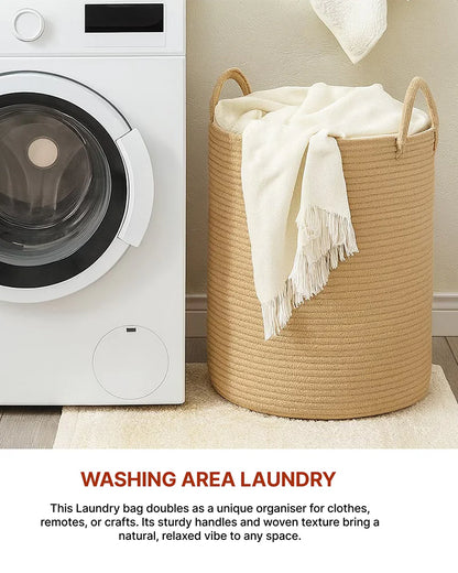 Jute Laundry Basket for Clothes, Jute Storage and Toy Storage Basket for Home