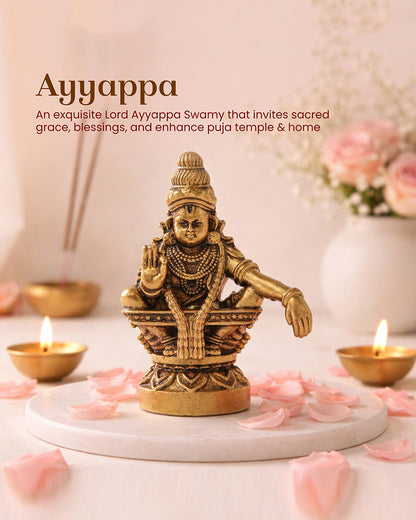 Auspicious Ayyappa Swamy Brass Idol for Pooja Needs and Spiritual Corners