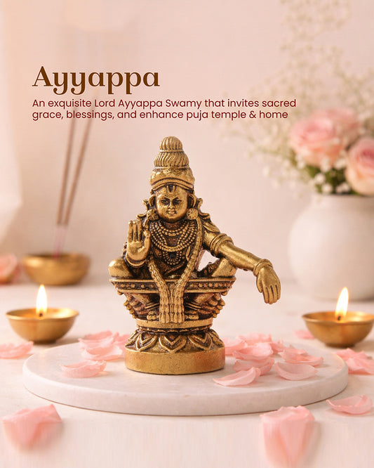 Auspicious Ayyappa Swamy Brass Idol for Pooja Needs and Spiritual Corners