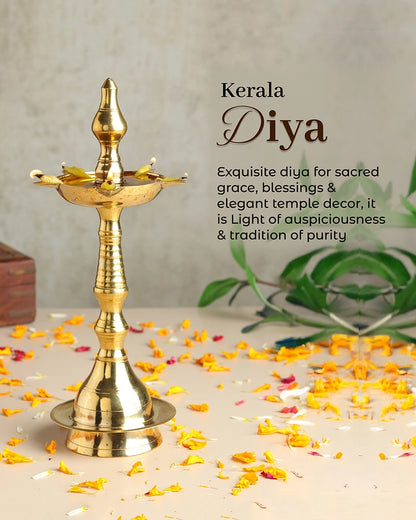 100% Pure Brass Kerala Samai Diya for Pooja Room & Home Décor