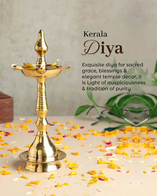 100% Pure Brass Kerala Samai Diya for Pooja Room & Home Décor