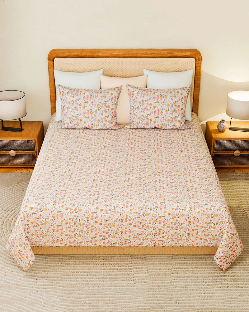 Multicolor Double Bedsheet Set King Size Export Cotton 300 TC