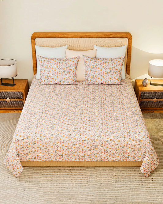 Multicolor Double Bedsheet Set King Size Export Cotton 300 TC