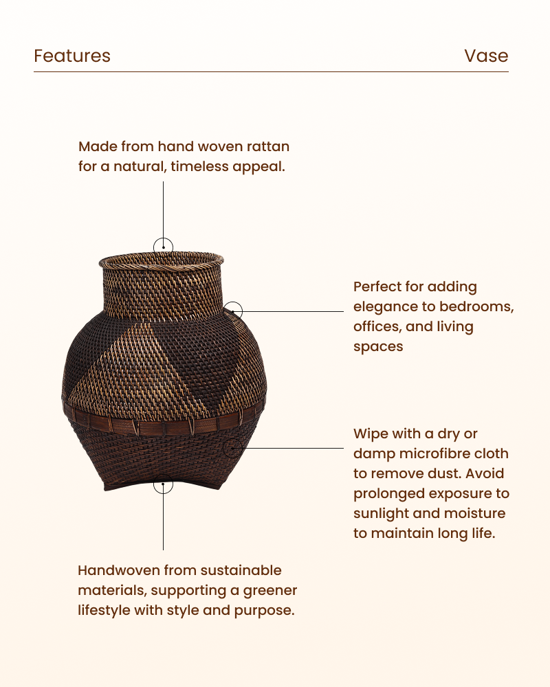 Lightweight Decorative Rattan Vase for Versatile Styling