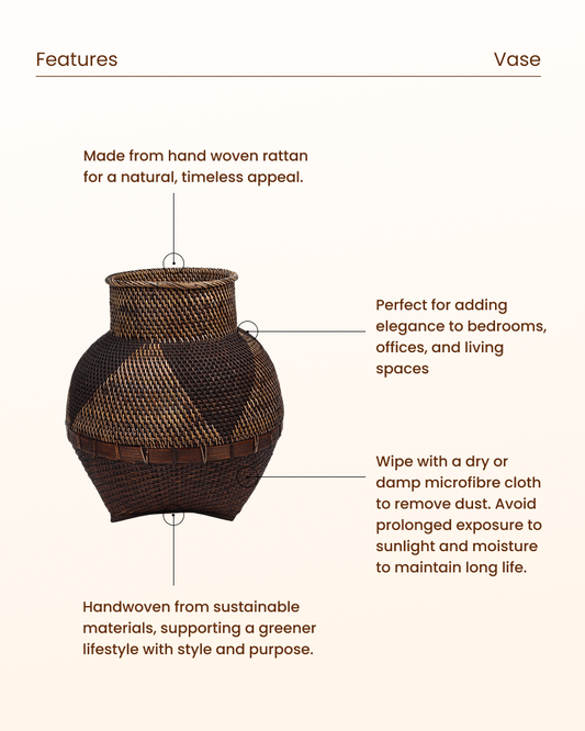 Lightweight Decorative Rattan Vase for Versatile Styling