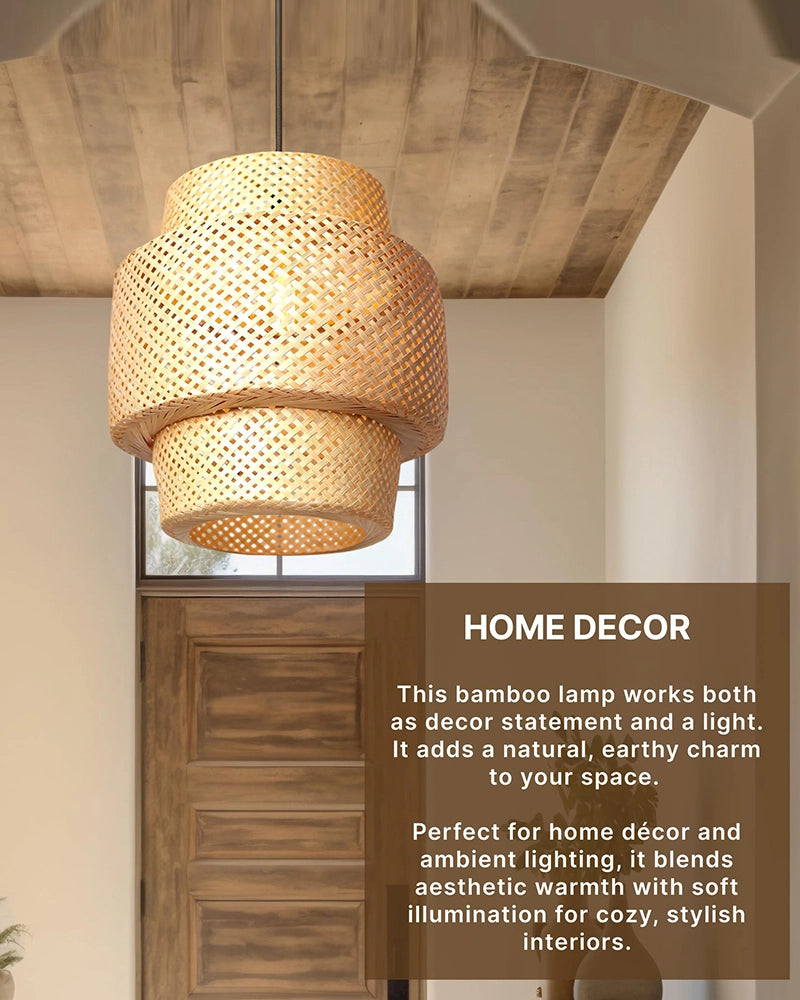 Minimalist Bamboo Pendant Light for Balcony and Patio