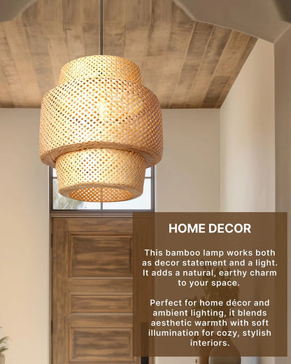 Minimalist Bamboo Pendant Light for Balcony and Patio