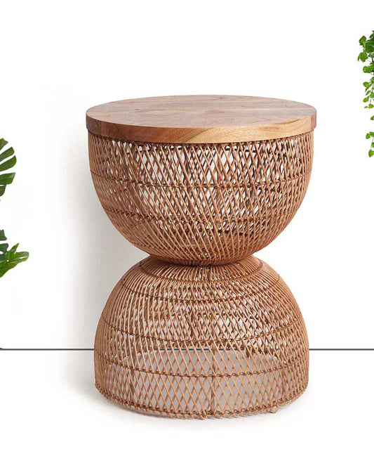 Brown Rattan Stool for Home Styling and Corner Display