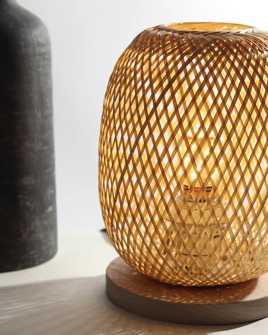 Bamboo Table Lamp for Dining Space and Home Decoration