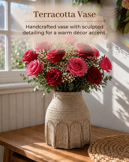 Premium Terracotta Vase with Textured Finish for Home Decoration