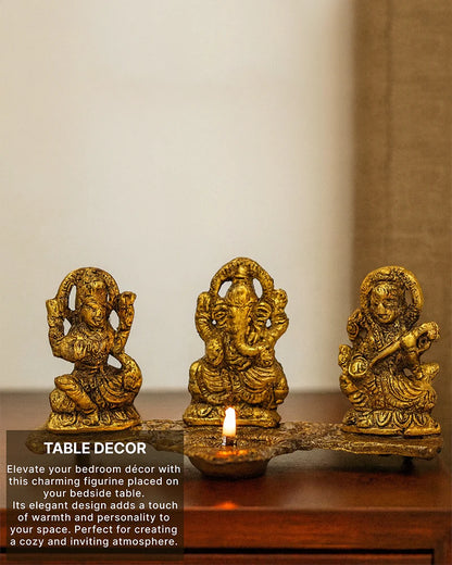 Lakshmi Ganesh Saraswati Pooja Idol, Decorative God Murti for Home