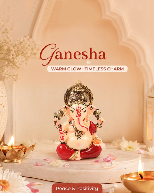 Polyresin Lord Ganesha Murti Multicolor Figurine Showpiece for Home Temple