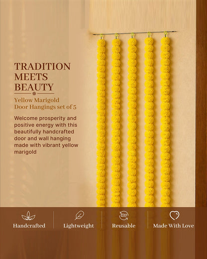 Artificial Marigold Bandhanwar Set of 5 for Pooja, Wedding & Festive Décor
