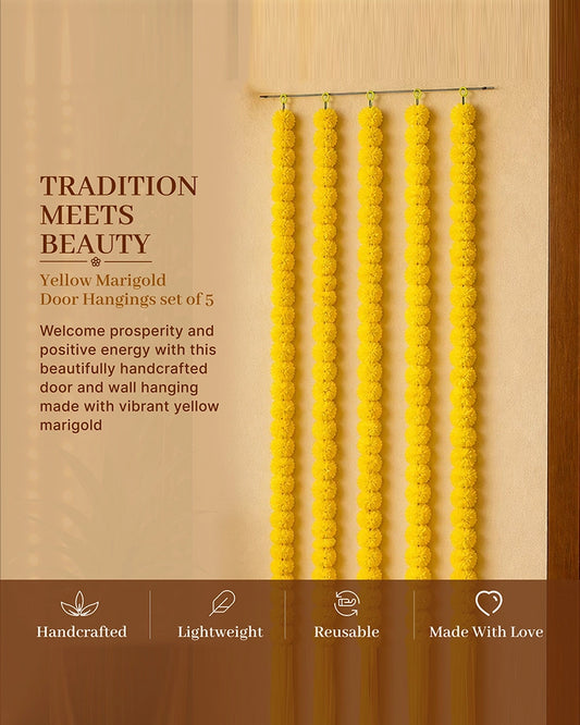 Artificial Marigold Bandhanwar Set of 5 for Pooja, Wedding & Festive Décor