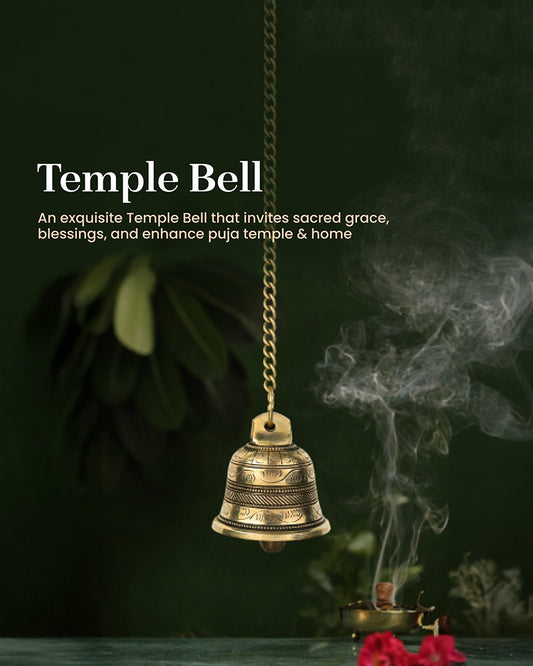 Decorative Brass Hanging Bell Ghanti for Mandir and Pooja Room