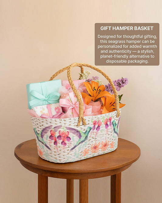 Handwoven Seagrass Basket for Gifting, Storage, and Home Decoration
