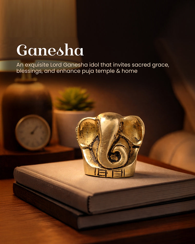 Pure Brass Ganesha Idol for Home Temple and Spiritual Decor