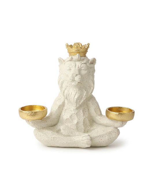 Polypropylene Yoga Lion Tealight Figurine for Living Room Decor and Gifting