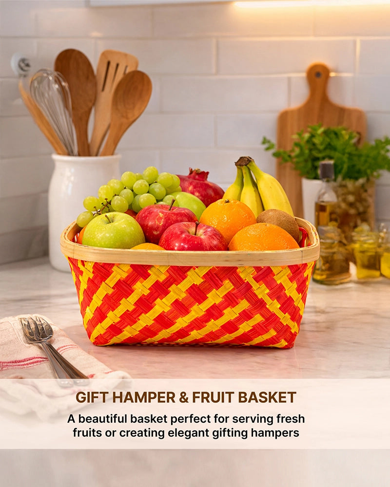Natural Bamboo Basket for Organizing Fruits, Vegetables, and Home Accessories
