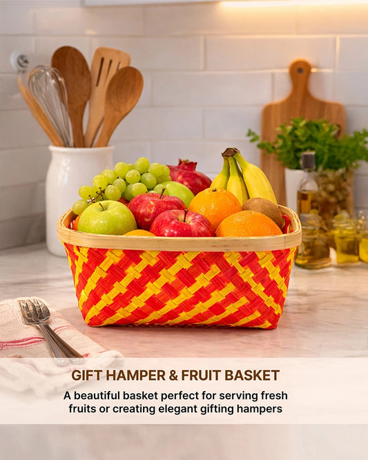 Natural Bamboo Basket for Organizing Fruits, Vegetables, and Home Accessories