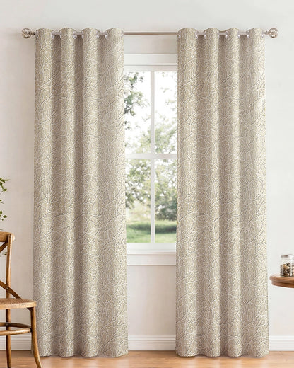 Designer Polyester Eyelet Door Curtain (Cream, 7 ft)