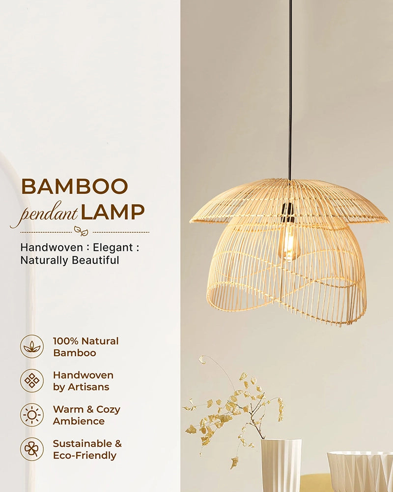 Artistic Bamboo Ceiling Light for Hall and Living Area
