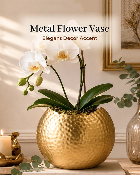 Metal Flower Vase for Fresh or Artificial Flowers and Home Decoration