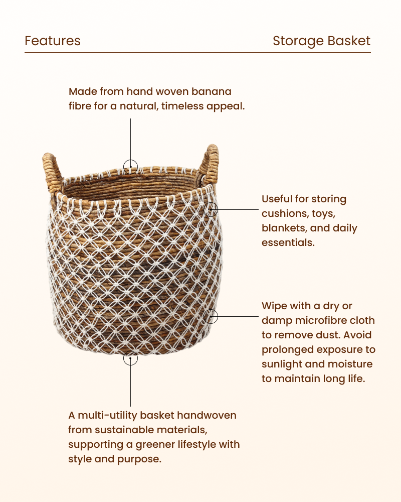 Rattan Basket for Clothes, Toys and Blanket Storage