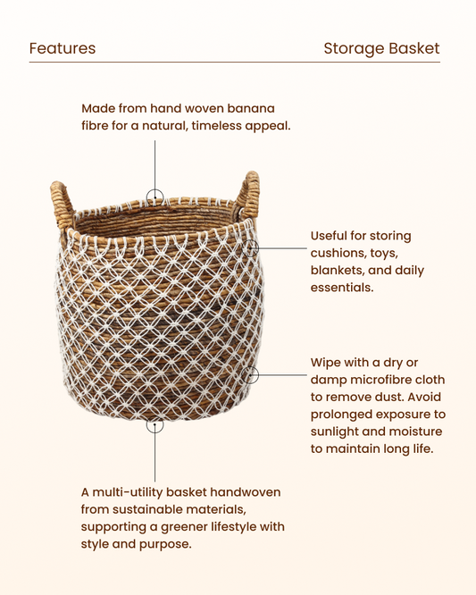 Rattan Basket for Clothes, Toys and Blanket Storage