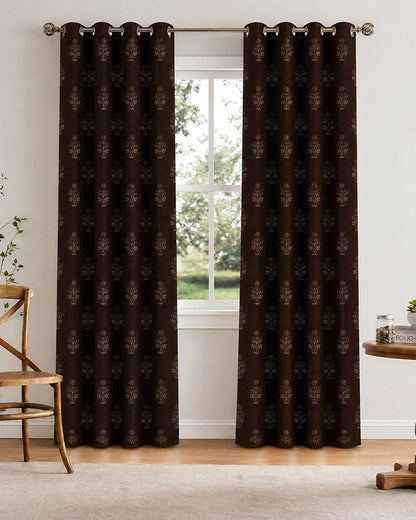 Decorative Velvet Door Curtain (Brown, 7 ft)
