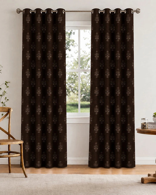Decorative Velvet Door Curtain (Brown, 7 ft)