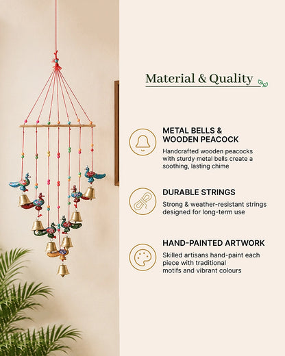 Handcrafted Peacock Wind Chime for Door, Balcony & Wall Decoration
