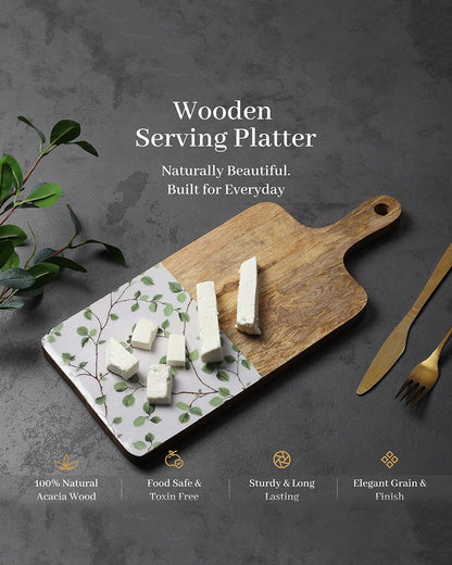 Wooden Platter with Handle for Kitchen and Gifting
