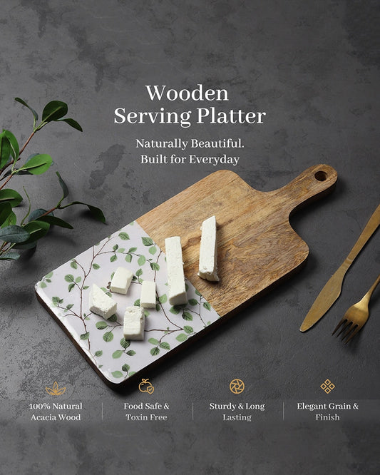 Wooden Platter with Handle for Kitchen and Gifting