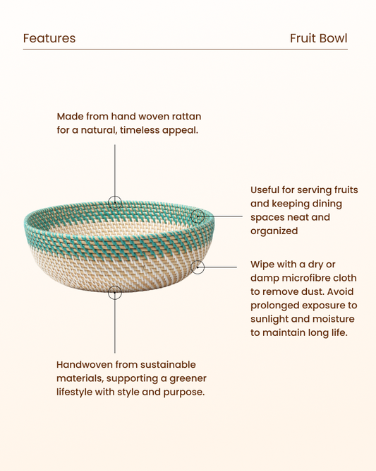 Round Rattan Fruit Basket for Kitchen and Dining