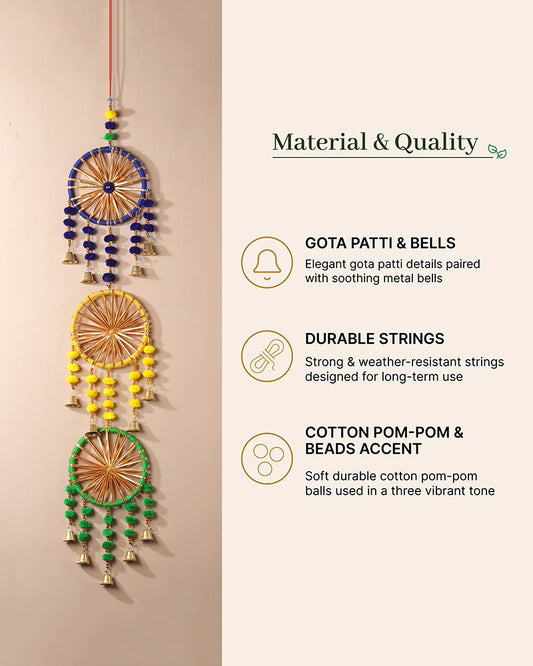 Handcrafted Dream Catcher Wall Hanging with Bells for Door and Festive Décor