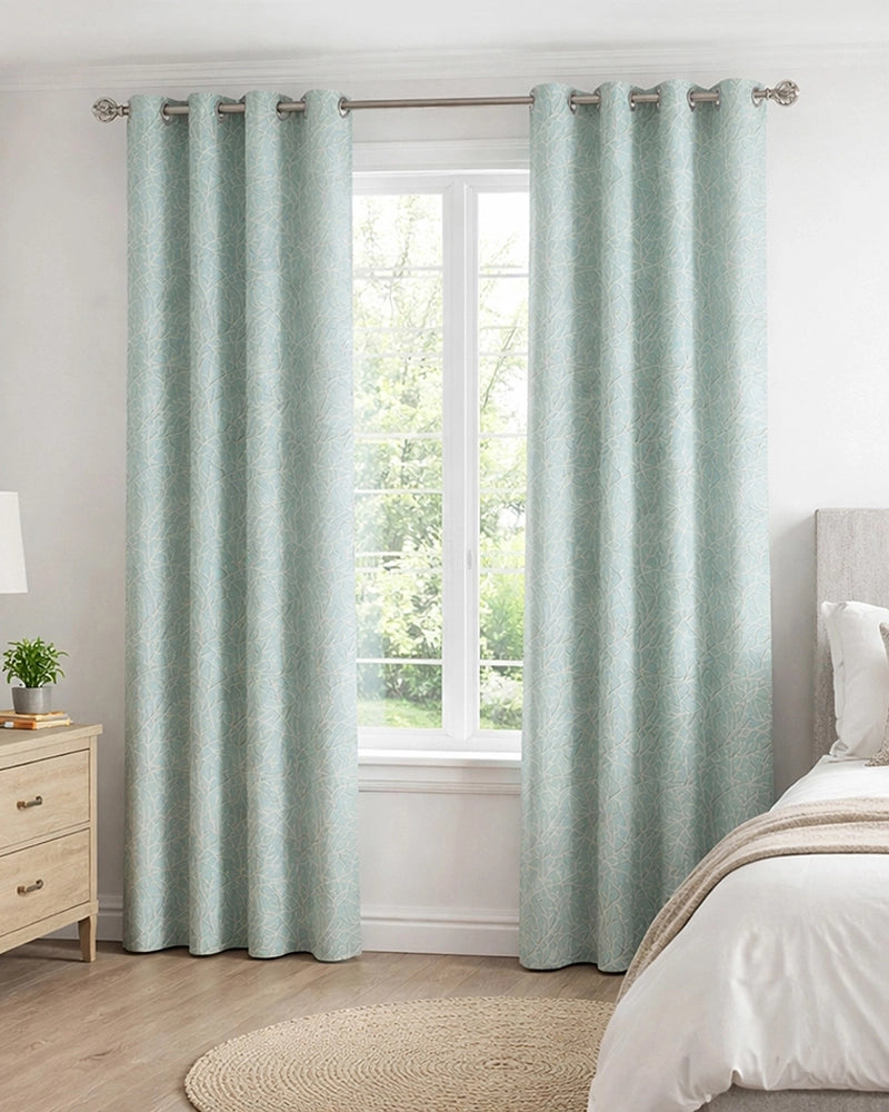 Classic Polyester Door Curtain with Eyelets (Blue, 7 ft)