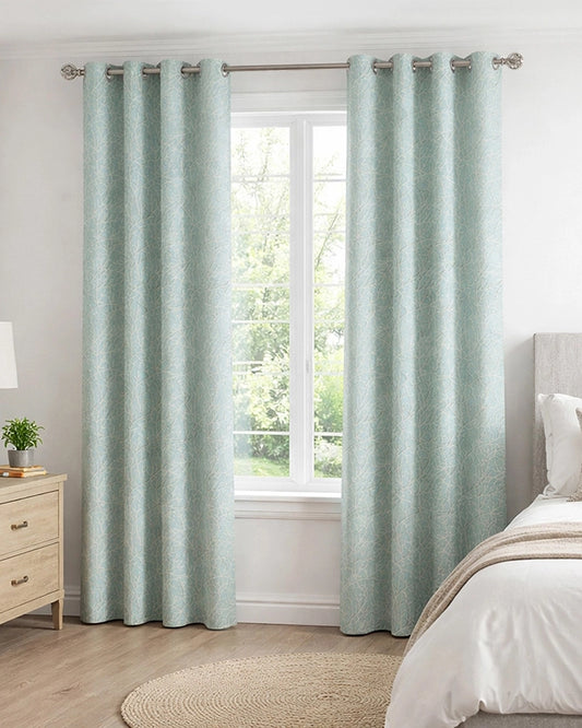 Classic Polyester Door Curtain with Eyelets (Blue, 7 ft)