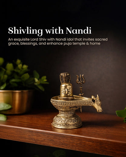 Decorative Brass Shivling Idol for Mandir and Home Pooja