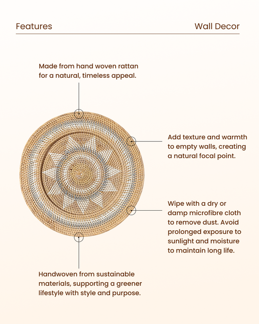 Handcrafted Rattan Wall Decor Accent for Living Room