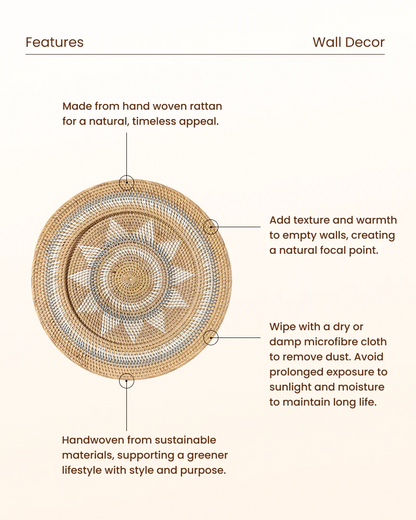 Handcrafted Rattan Wall Decor Accent for Living Room