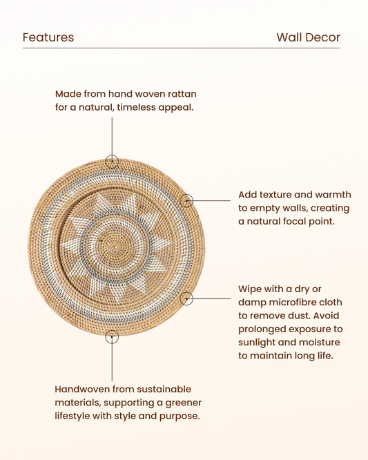 Handcrafted Rattan Wall Decor Accent for Living Room