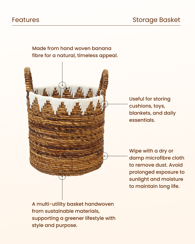 Rattan Utility Basket for Laundry, Toys and Accessories